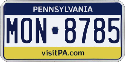 PA license plate MON8785