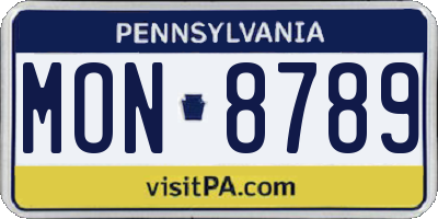 PA license plate MON8789