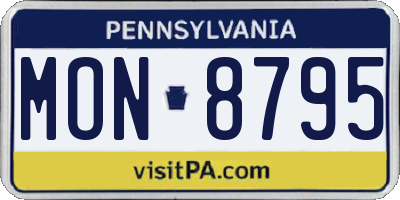 PA license plate MON8795