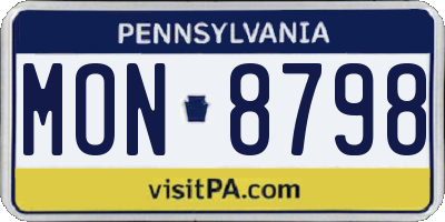 PA license plate MON8798