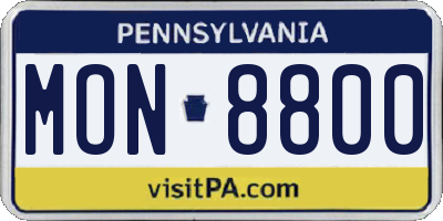 PA license plate MON8800
