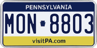 PA license plate MON8803