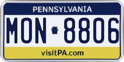 PA license plate MON8806