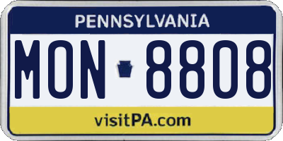 PA license plate MON8808