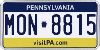 PA license plate MON8815