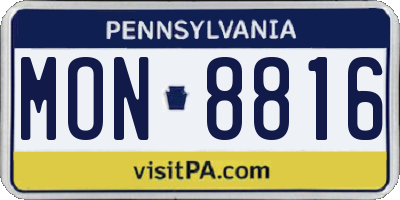 PA license plate MON8816
