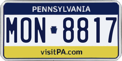 PA license plate MON8817