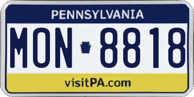 PA license plate MON8818