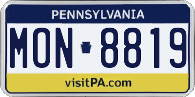 PA license plate MON8819