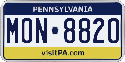 PA license plate MON8820