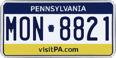 PA license plate MON8821