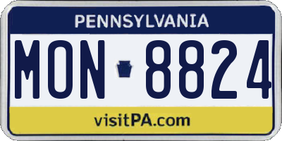 PA license plate MON8824