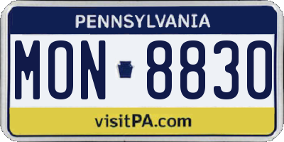 PA license plate MON8830