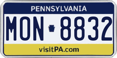 PA license plate MON8832