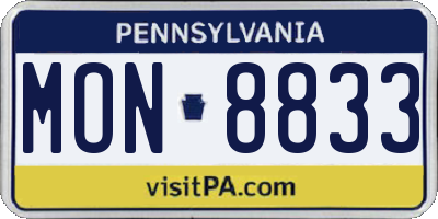 PA license plate MON8833