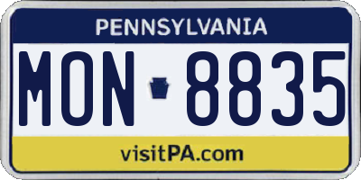 PA license plate MON8835