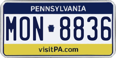 PA license plate MON8836