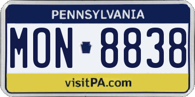 PA license plate MON8838