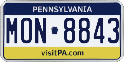PA license plate MON8843