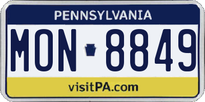 PA license plate MON8849