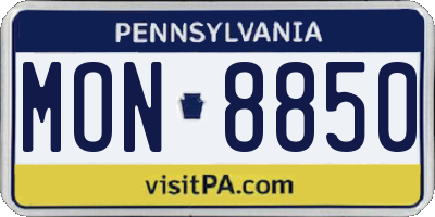 PA license plate MON8850
