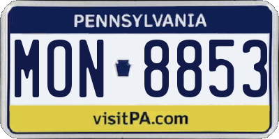 PA license plate MON8853
