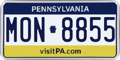 PA license plate MON8855