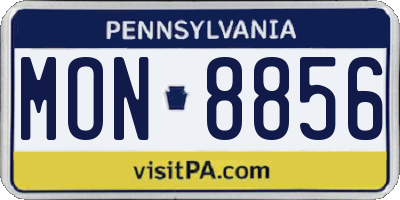 PA license plate MON8856