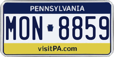 PA license plate MON8859
