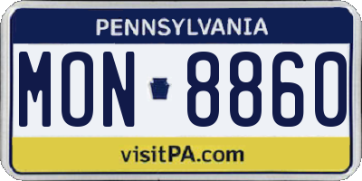PA license plate MON8860