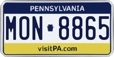 PA license plate MON8865