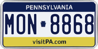 PA license plate MON8868