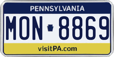 PA license plate MON8869