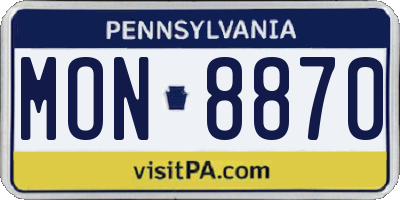 PA license plate MON8870