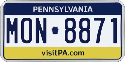 PA license plate MON8871