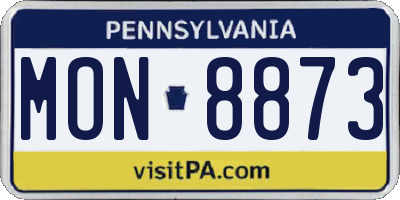 PA license plate MON8873
