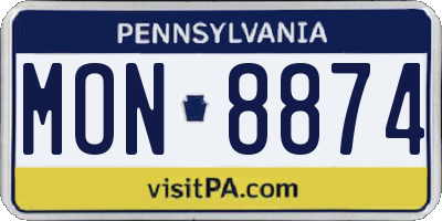 PA license plate MON8874