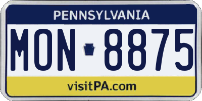 PA license plate MON8875