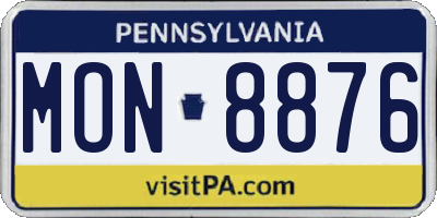 PA license plate MON8876