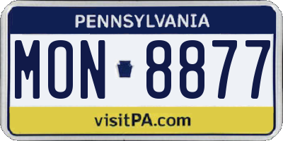PA license plate MON8877