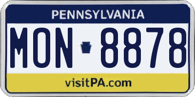 PA license plate MON8878
