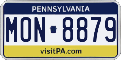 PA license plate MON8879