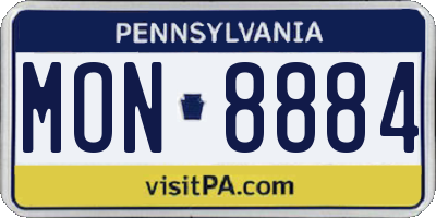PA license plate MON8884