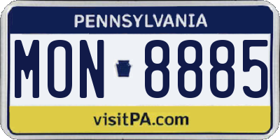 PA license plate MON8885