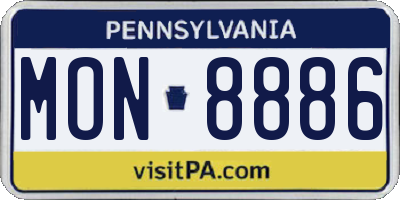 PA license plate MON8886