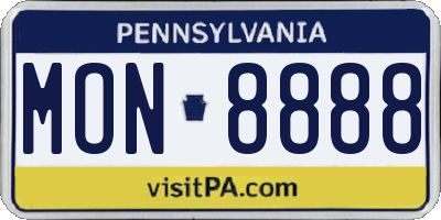 PA license plate MON8888