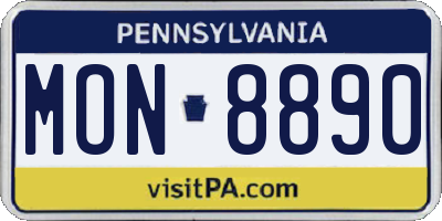 PA license plate MON8890