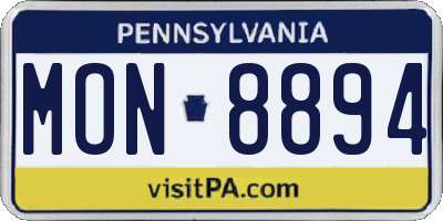 PA license plate MON8894