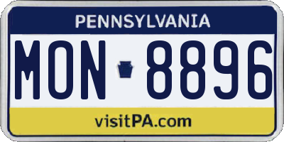 PA license plate MON8896