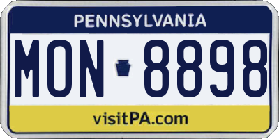 PA license plate MON8898